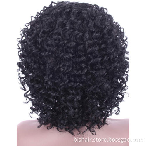 Cheap Machine Full Curl Human Hair Wig  Short Kinky Curl  With Bangs Human Hair Wig Machines For Women